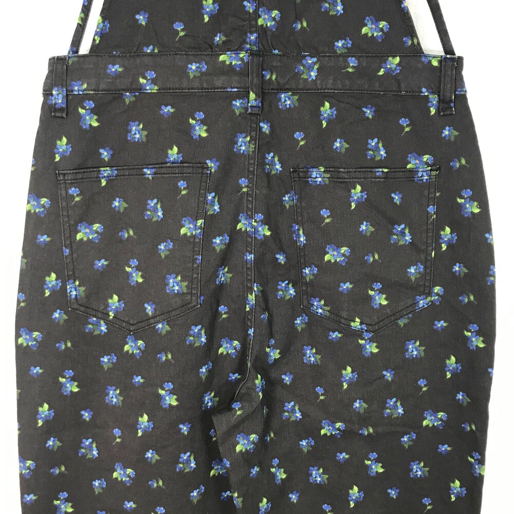 We Wore What Overalls Large Black Ditsy Floral Baggy Denim Stretch Y2K Festival - Picture 9 of 16